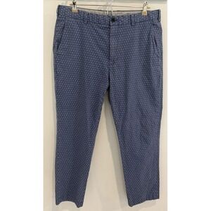 Brooks Brothers Mens Clark Cotton Stretch Chino Pants Spring Blue Dot 36 x 30